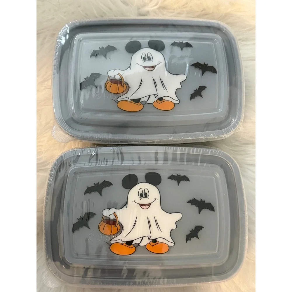 Disney Mickey Mouse Ghost Halloween 4 Piece Meal Prep Containers Set 33.8oz